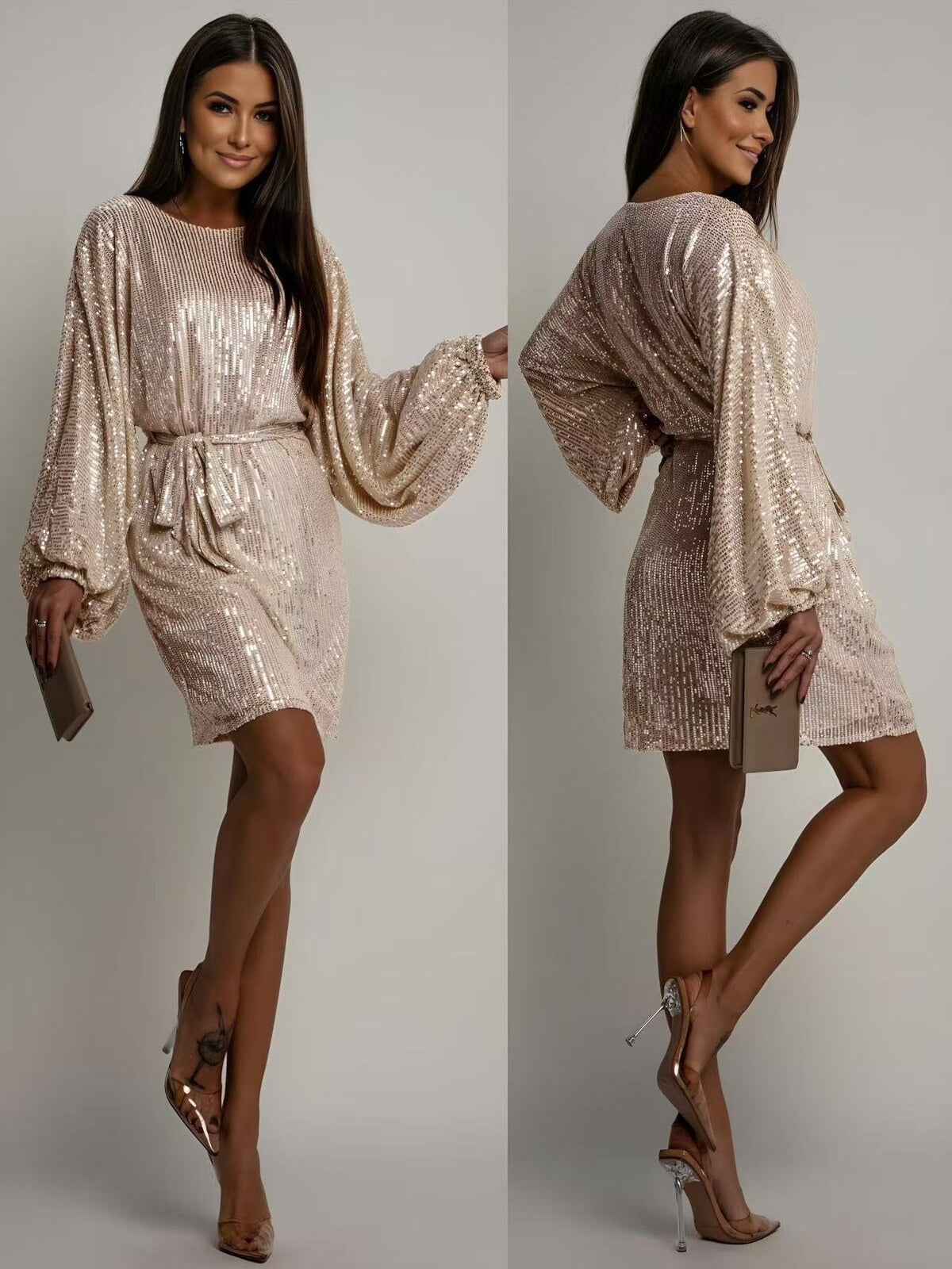 PAULA GLITTERKJOLE GULD