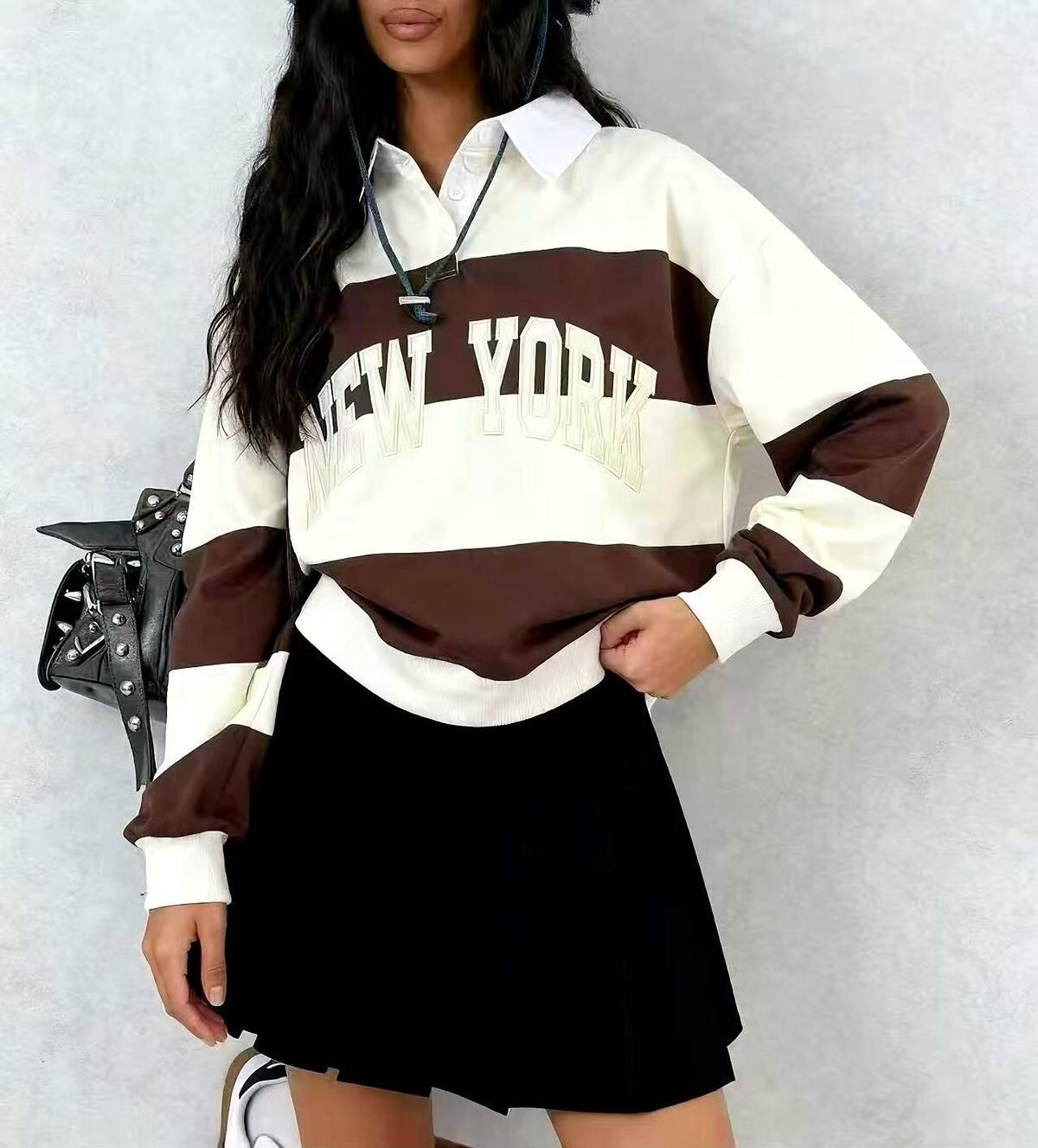 CAROLINE SWEATSHIRT HVID/BRUN