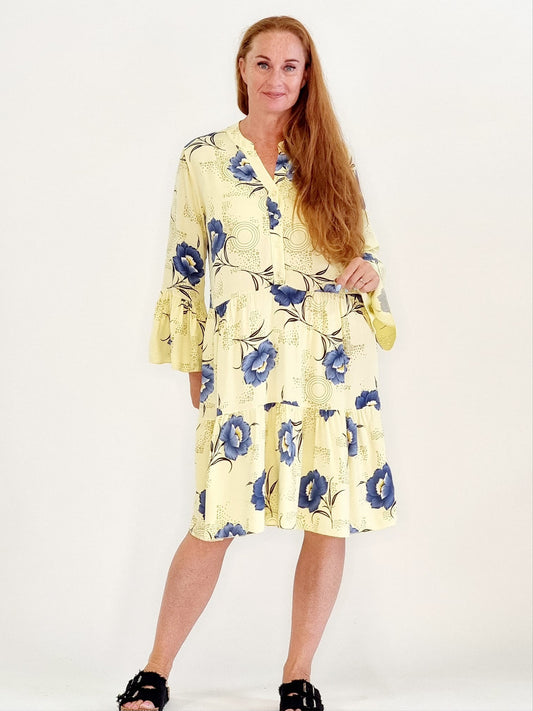 FLORA VISCOSE TUNIKAKJOLE GUL