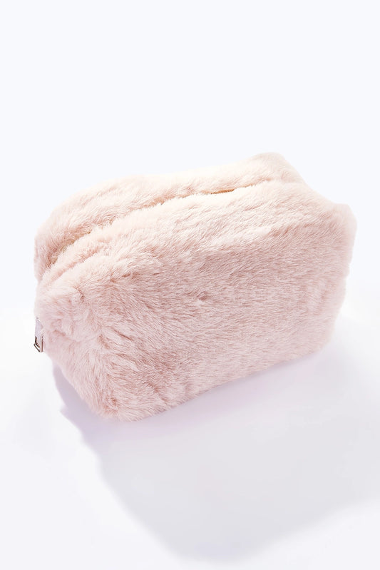 KOSMETIK TASKE I IMITERET PELS ROSA