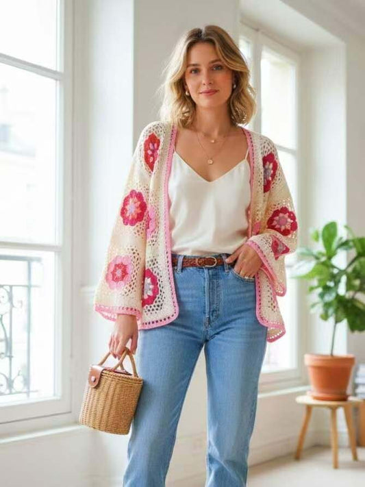 VERONICA HÆKLET TRØJE ROSA