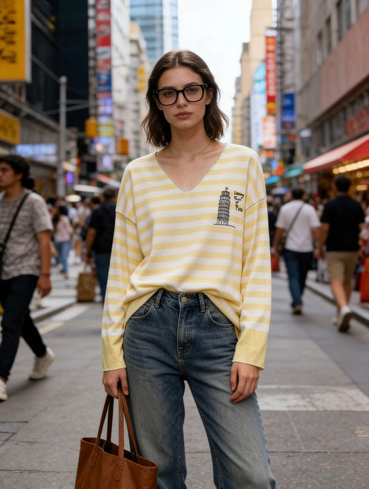 PARIS SWEATER - GUL/HVID